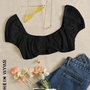 Black micro crop top